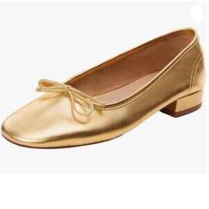 Wansseny Gold Round Toe Strappy Bowknot Slip On Flats Fashion Ladies Daily Shoes